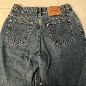 Levi’s 512 blue denim jeans.  Red tab. Made in Canada